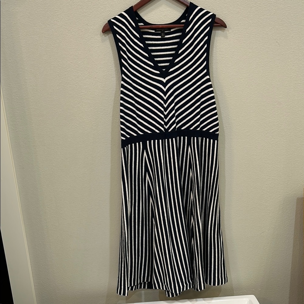 Striped navy and White Sleeveless Dress